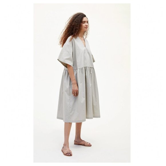 black crane Dresses & Skirts - BLACK CRANE V Neck Dress in Stone